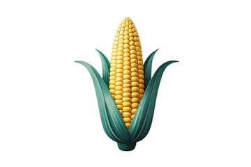 Vibrant Yellow Corn Cob with Lush Green Husks A Detailed Illustration