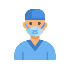 Surgeon avatar icon with surgical cap and mask