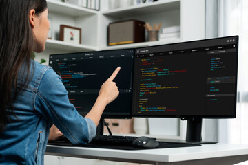 Software development programming on computer screen for brisk application and program coding