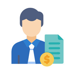 Financial Advisor with Document and Dollar Coin Symbol
