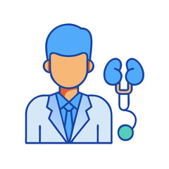 Urologist doctor with stethoscope in cartoon icon design