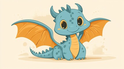 Obraz premium Cute Dragon Cartoon Illustration (34)