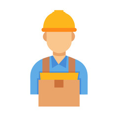 Delivery worker with box in the workplace safety