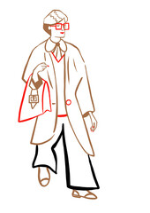 illustration of a woman in a coat and glasses 