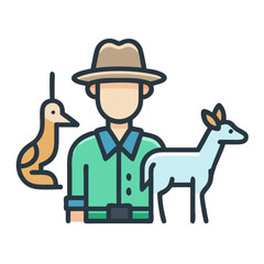Obraz premium Hunter with deer and duck, vector icon illustration