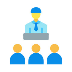 Leadership Meeting Icon with Speaker and Audience Symbol