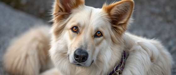 Fototapeta premium Enchanting canine gaze with amber eyes