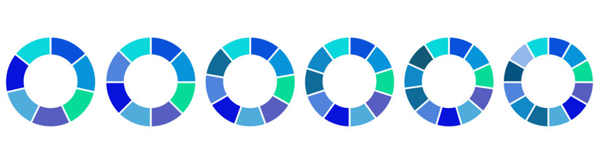 Obraz premium Circle pie chart divided into 7-12 parts,circle section for infographic