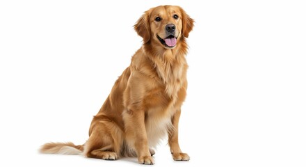 Fototapeta premium Golden retriever dog pet animal canine breed portrait happy cute friendly adorable domestic purebred studio shot