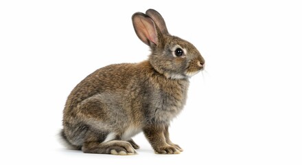 Brown rabbit pet animal cute bunny domestic mammal easter hare isolated white background studio shot