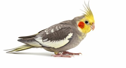 Obraz premium Cockatiel bird parrot pet avian animal cute grey yellow crest feathers ornithology wildlife nature