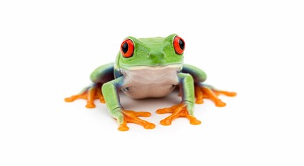 Red eyed tree frog amphibian exotic animal wildlife tropical rainforest nature background isolated cute frog