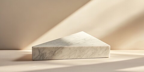 Sunlit triangular marble display stand