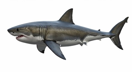 Fototapeta premium Great white shark predator ocean sea animal marine wildlife underwater dangerous teeth powerful jaws hunter