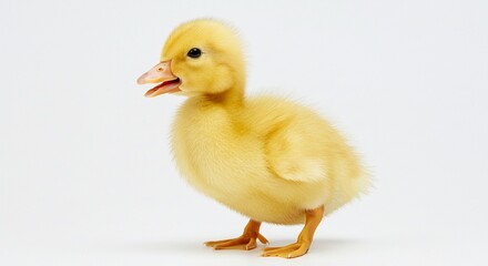 Cute yellow duckling baby duck animal bird poultry farm adorable fluffy chick water fowl isolated pet nature