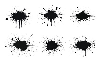 Abstract black ink splash isolated on white. Grunge paint splatter, urban ink blot for posters, T-shirt prints, digital artwork, messy drop texture, vector illustration for design projects.