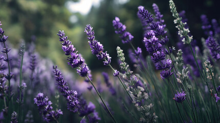 Obraz premium Lavender blossoms close up in soft focus