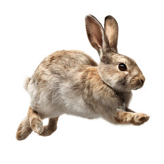 Obraz premium Adorable Brown Rabbit in Mid-Leap A Captivating Image