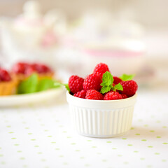 fresh raspberries in a bowl