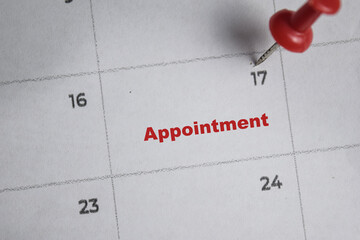 17th day of the month. writing text Appointment on calendar date. Save the date. Day of the year concept.