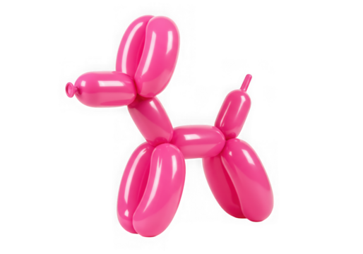 Pink balloon animal dog isolated on transparent background