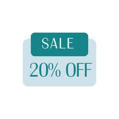 SALE 20 percent off label discount sticker with transparent background