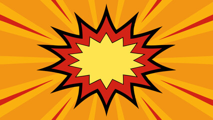 Classic Comic Burst with Layered Rays and Word Shadow – Vector template for ad, covers, posters.