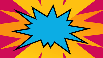 Comic Book Panel with Vibrant Burst and Talking Bubble Design - Vector template for ad, covers, posters