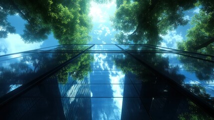 Urban jungle, glass facade, city reflection
