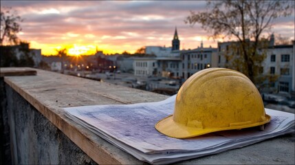 Obraz premium Sunset Construction Site Plans