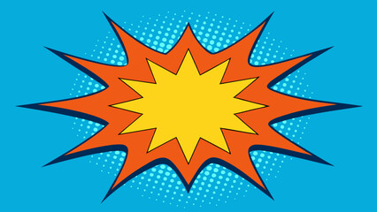 Fototapeta premium Comic panel with funky burst effect and halftone background, Vector template for ad, covers, posters