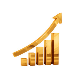 Golden upward trend graph signifying growth success financial achievement business prosperity wealth increase market progress investment return showing exponential development