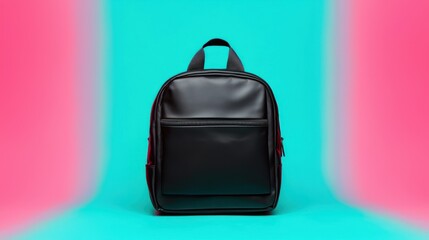 Fototapeta premium A new black backpack is featured against a colorful background