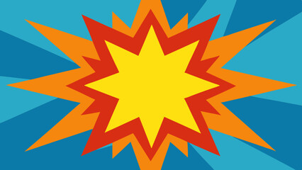 Pop Art Sunburst with Layered Jagged Shapes and Halftone Effects - Vector template for ad, covers, posters