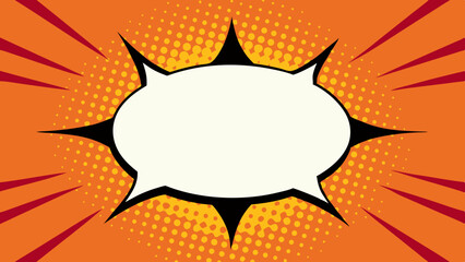 Retro comic layout with halftone rays and blank word bubbles - Vector template for ad, covers, posters