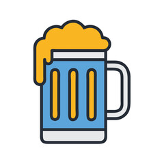Stylized Beer Mug Illustration with Overflowing Foam Design