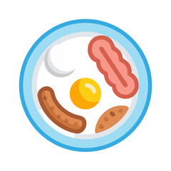 American breakfast plate with eggs, bacon, and sausage