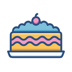 Cartoon Cake Slice with Cherry Vector Illustration Design