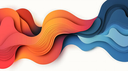 Abstract Colorful Layered Wavy Background – Paper Cut Style