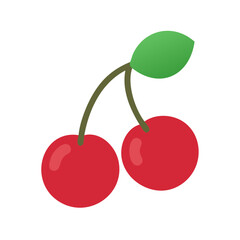 Sweet Red Cherries Illustration on Black Background
