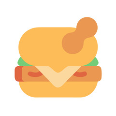 Minimalist Burger Illustration on Black Background