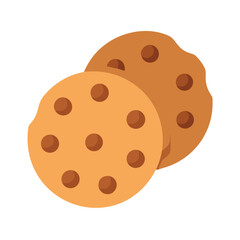 Two Chocolate Chip Cookies Illustration on Black Background
