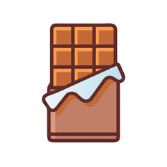 Chocolate bar cartoon illustration, sweet treat on black background