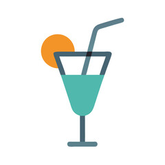 Summer Cocktail Drink Icon with Orange Slice Garnish