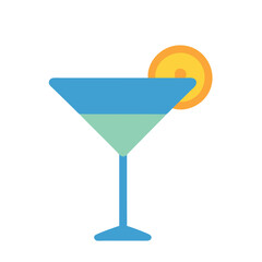 Aesthetic Martini Glass Icon with Orange Slice Garnish