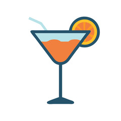 Orange cocktail icon, tropical drink vector, orange slice