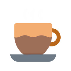 Steaming cup of coffee or tea on black background