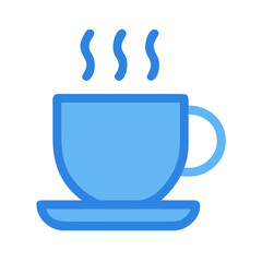 Blue cup of coffee, morning beverage illustration icon