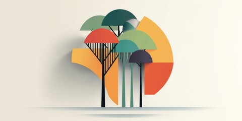 Naklejka premium Colorful abstract geometric tree art with bold shapes and lines