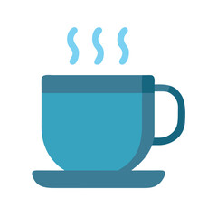 Stylized Blue Coffee Cup on Black Background Illustration